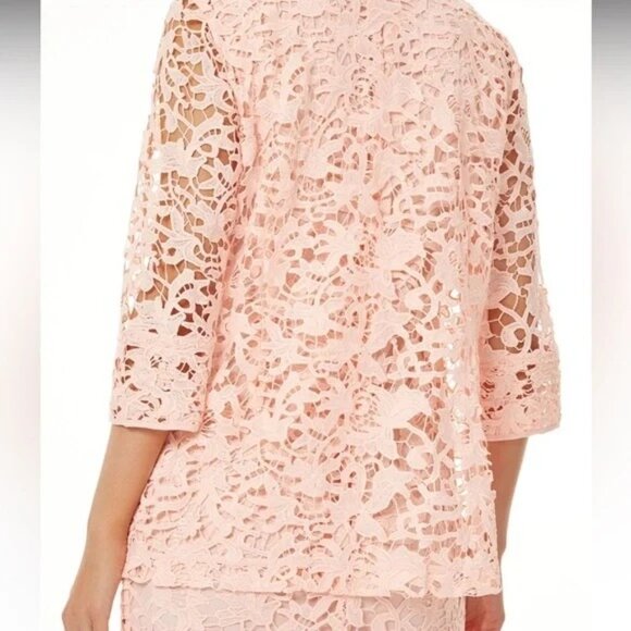 MING WANG Jacket Floral Lace Hook Eye Latch Light Pink size Medium - Picture 3 of 14